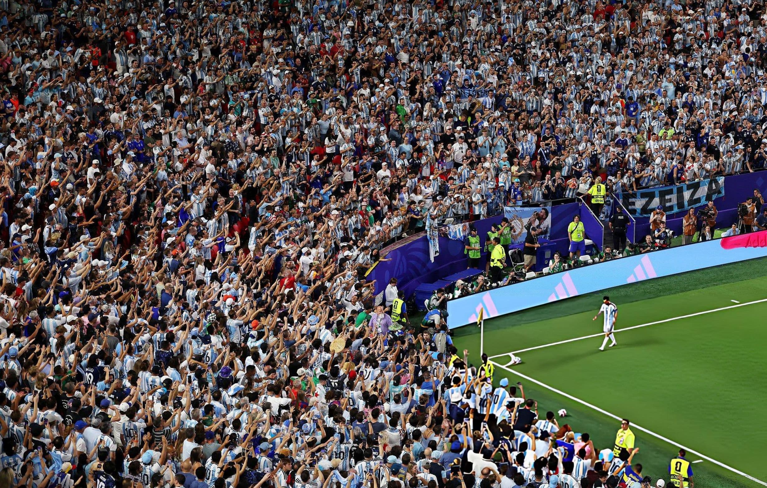Argentina fans and Messi